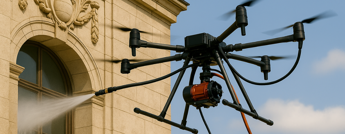 Nettoyage de Monuments et Bâtiments Publics par Drone Nettoyage de Monuments et Bâtiments Publics par Drone