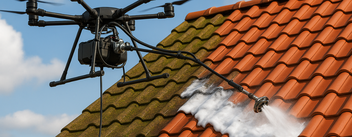 Nettoyage et Démoussage de Toitures par Drone Nettoyage et Démoussage de Toitures par Drone